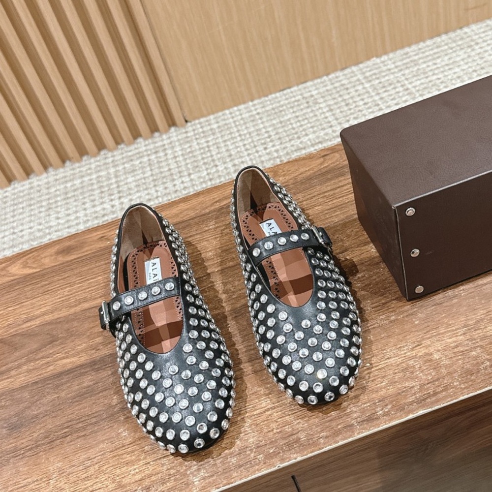 Alaia Studded Black Mary Jane Flats
